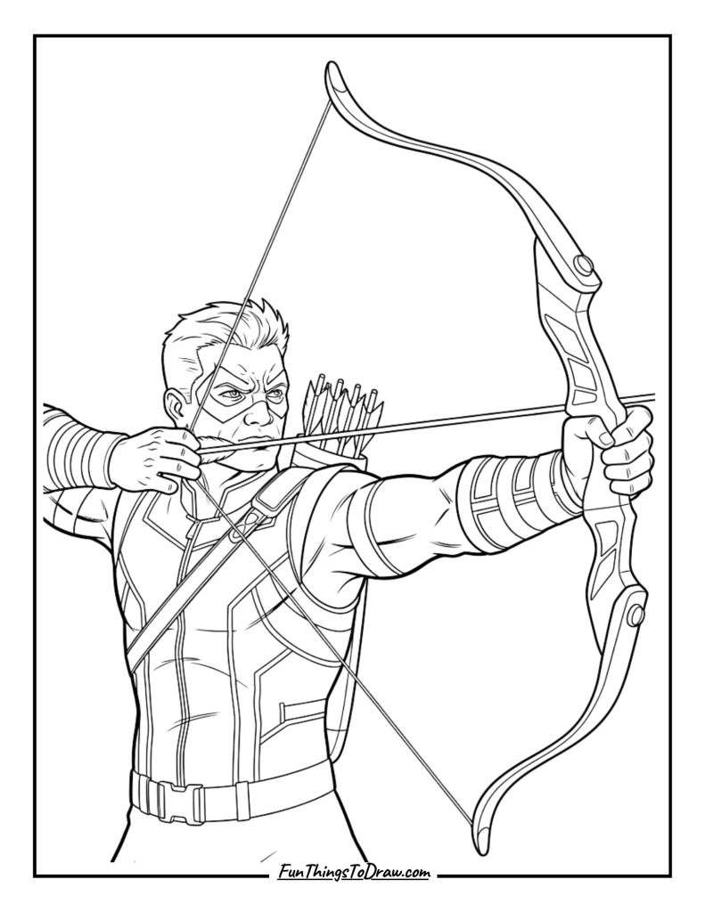 Hawkeye aiming bow and arrow