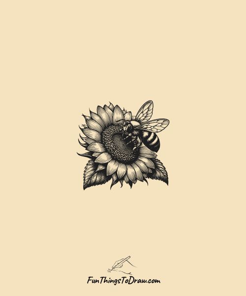 Sunflower with bee