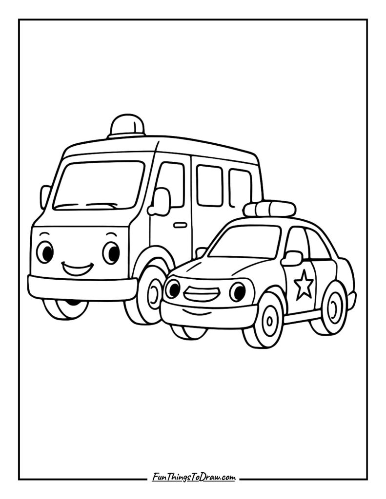 SWAT Van beside a Police Car