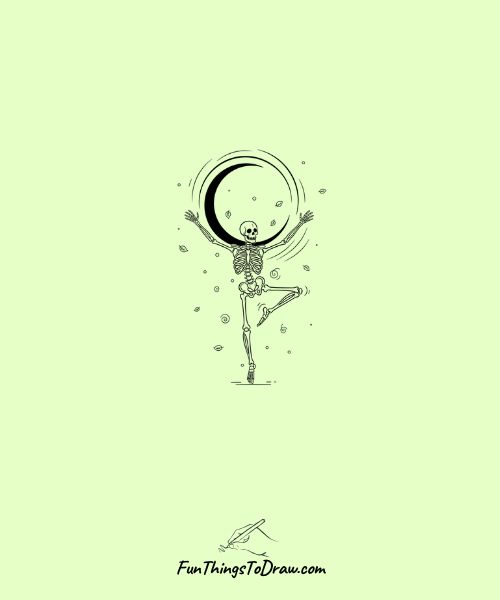 Skeleton dancing in moonlight