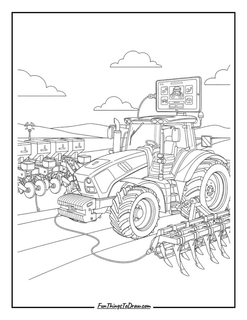 Smart tractor with tablet-controlled implements