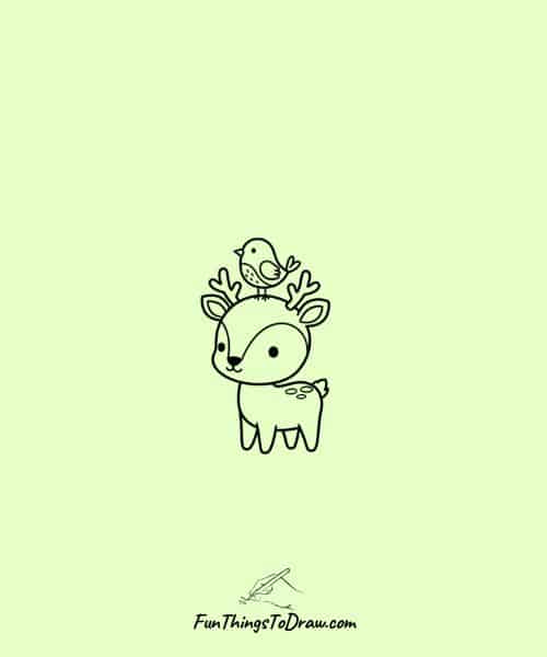 Deer with a bird on its head