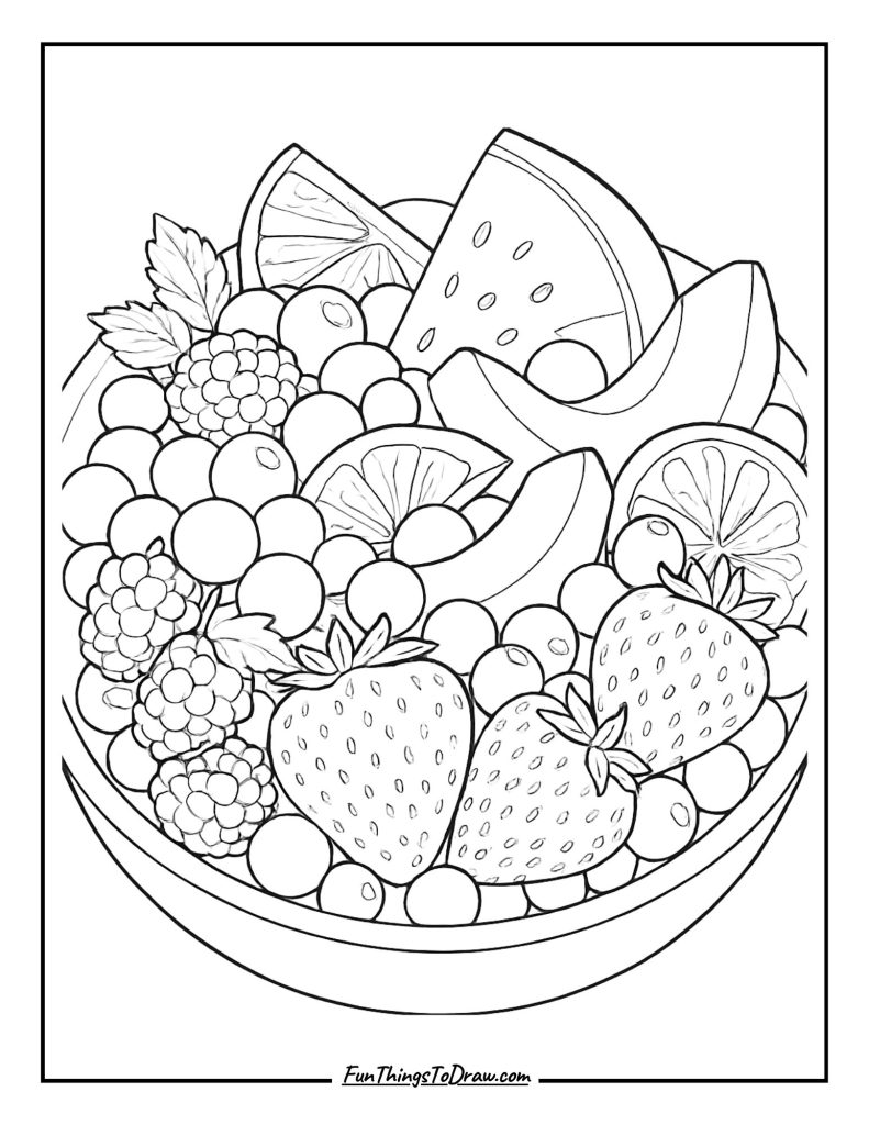 Fruit salad with mixed berries and melon