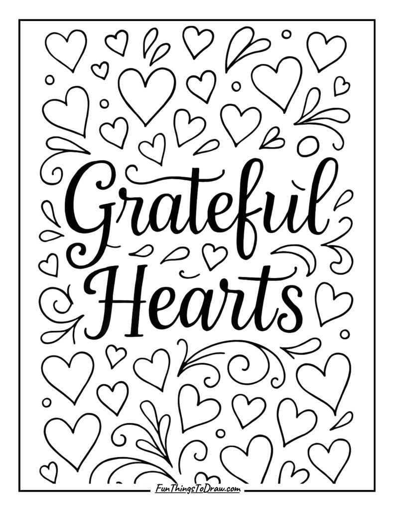 Grateful Hearts Word Art