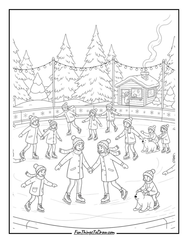 Ice skating rink scene