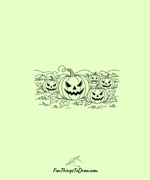  Pumpkin patch with evil jack-o'-lanterns