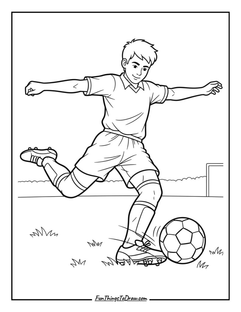 Soccer player kicking a ball