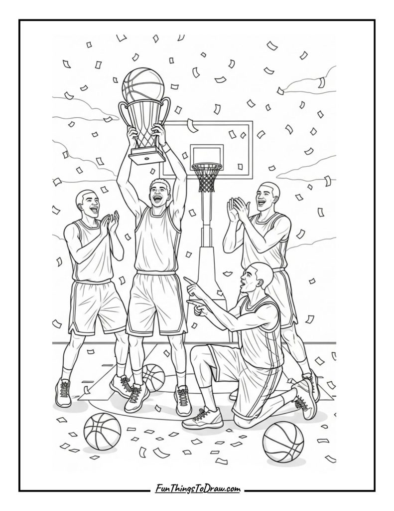  Basketball trophy celebration