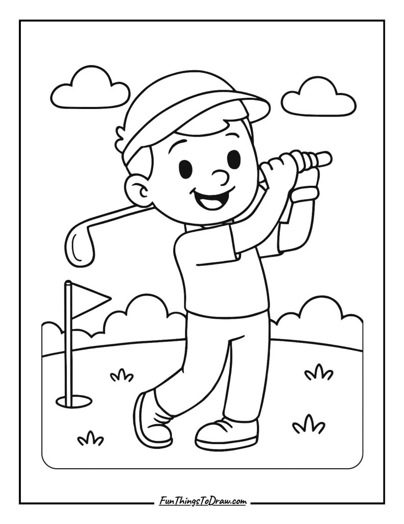 Golfer swinging on the course