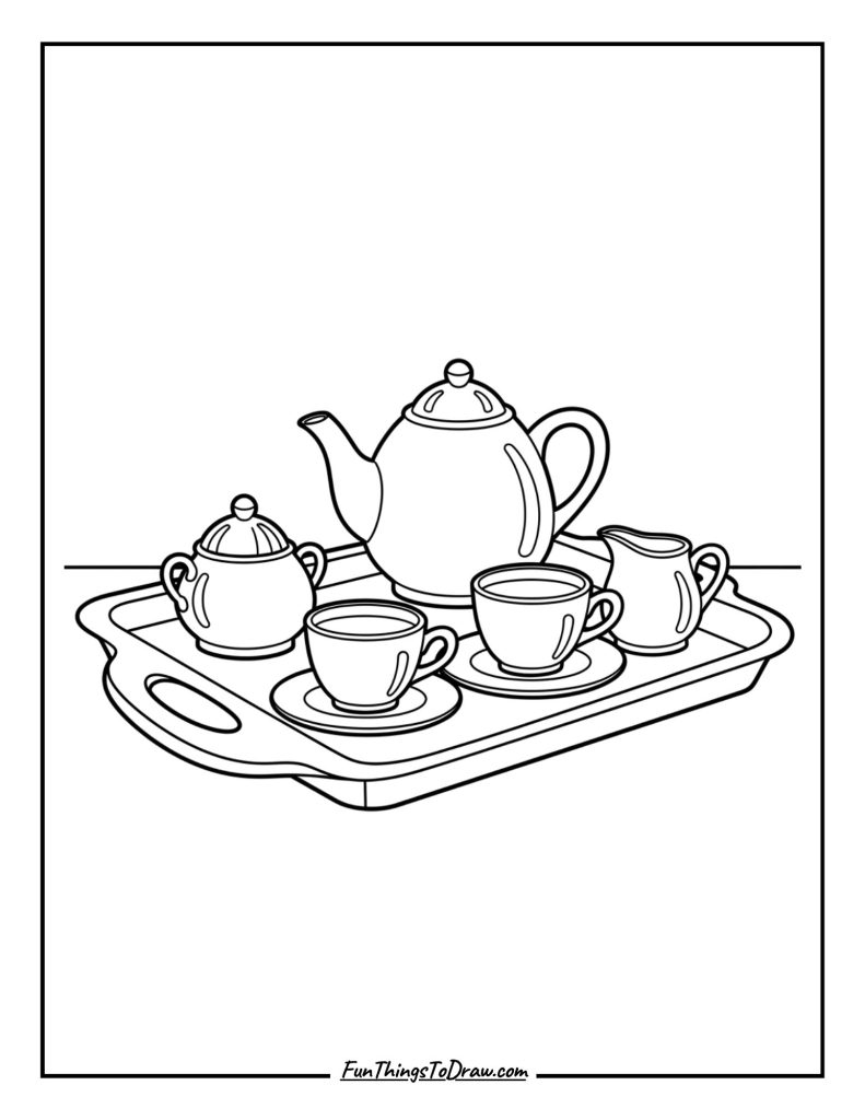 Tea set on a tray