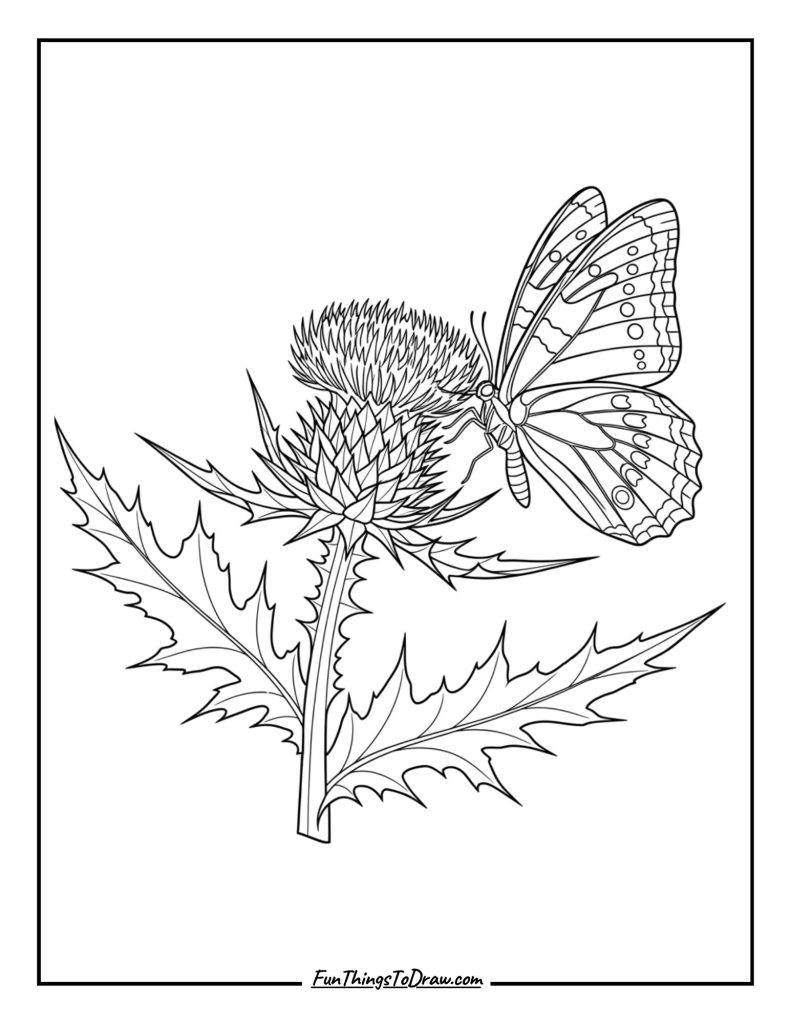Thistle with Visiting Butterfly