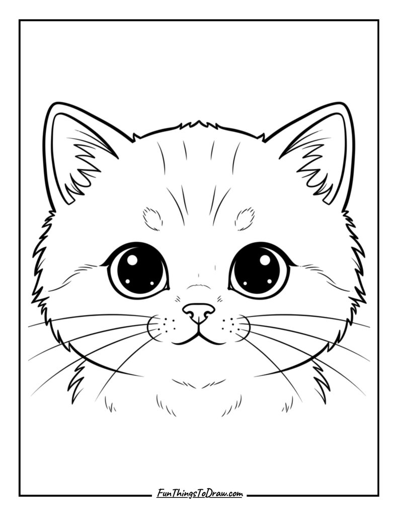 Kitten with big adorable eyes close-up portrait