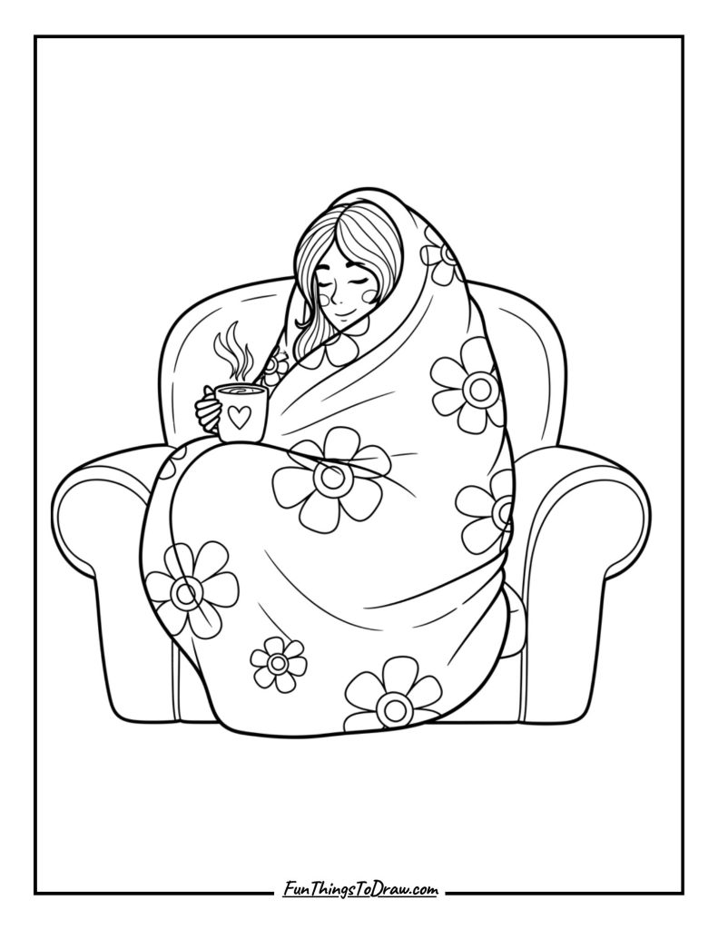 Person wrapped in a blanket