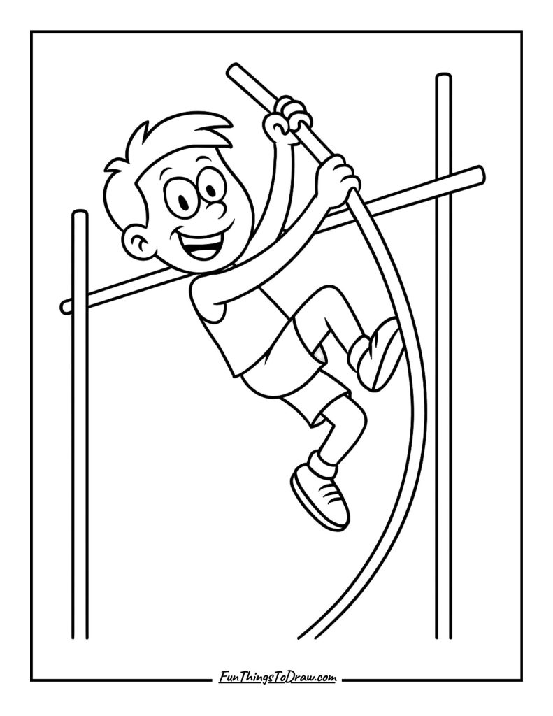 Pole vaulter clearing the bar