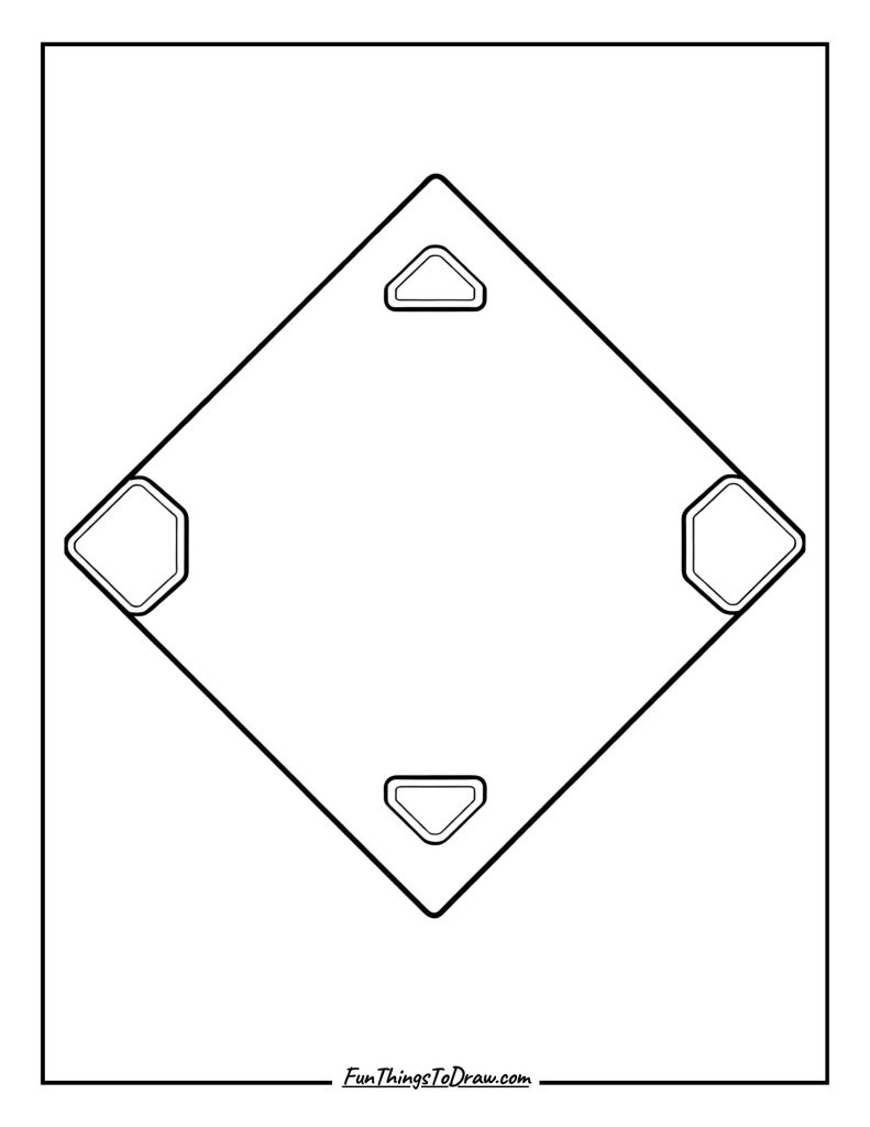 Baseball diamond with four bases