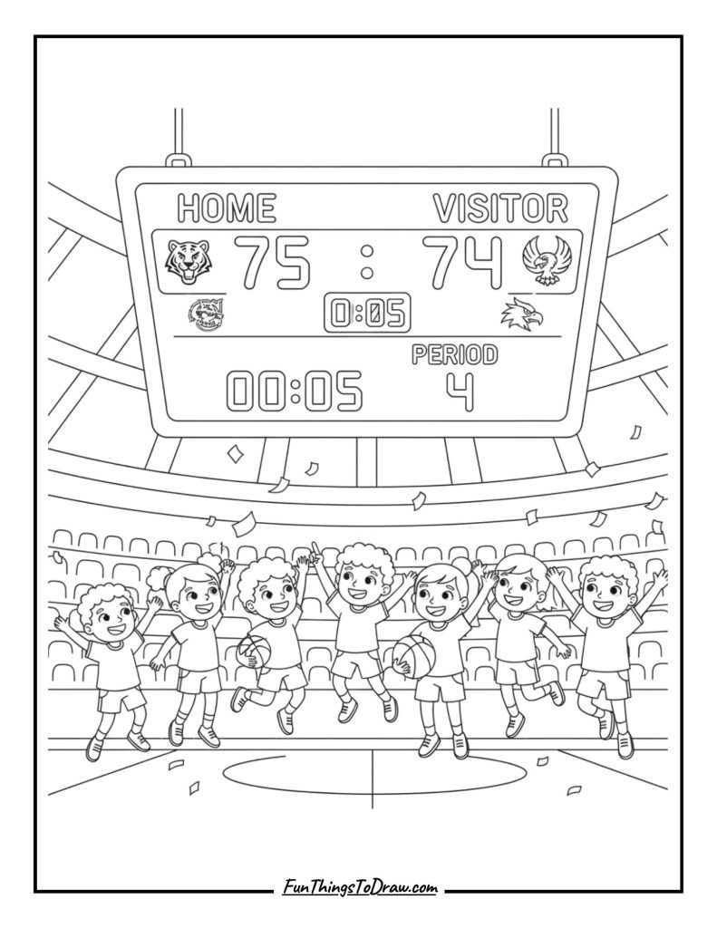 Basketball scoreboard scene