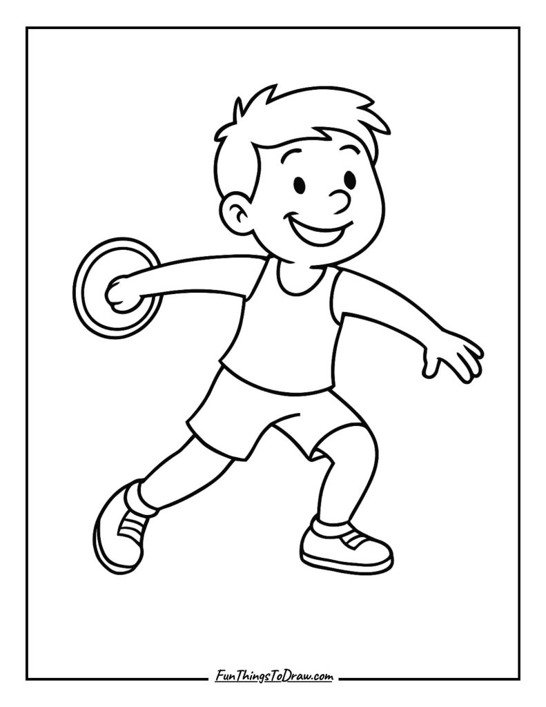 Discus thrower in mid-spin