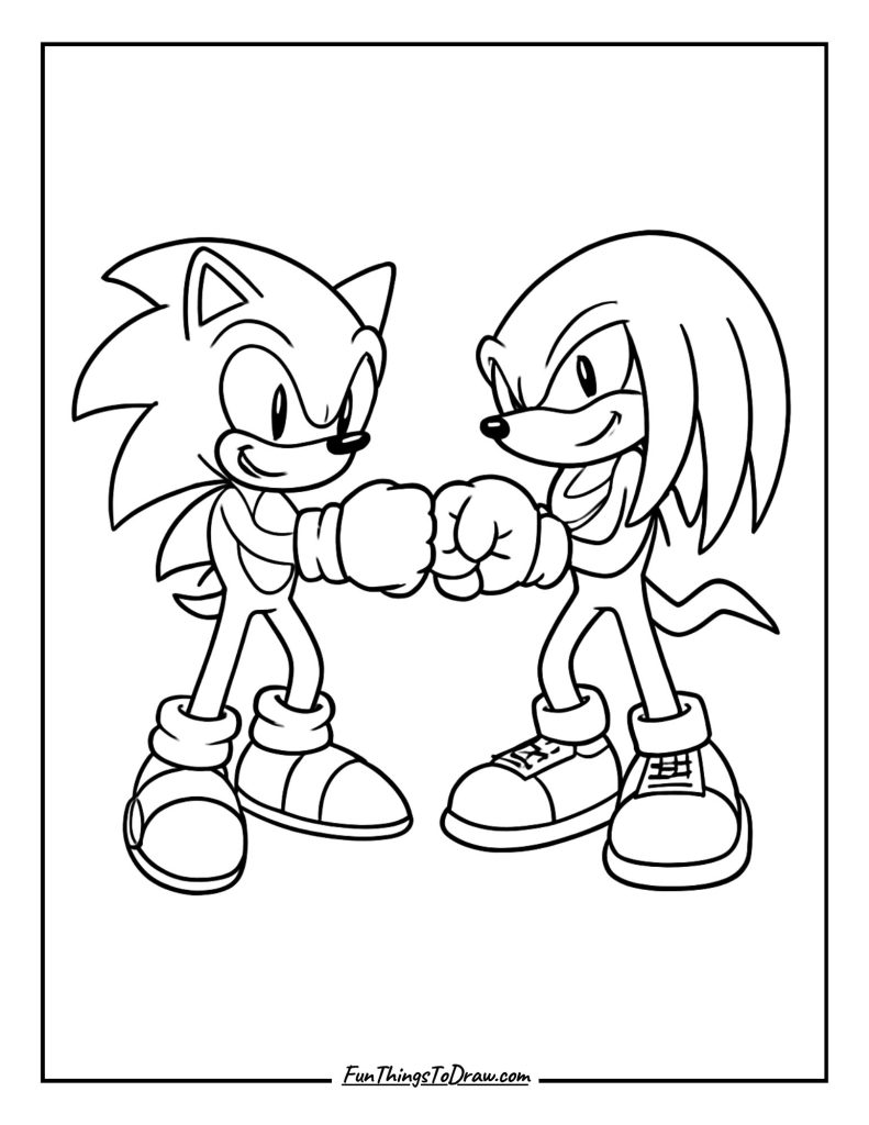 Sonic and Knuckles fist bumping