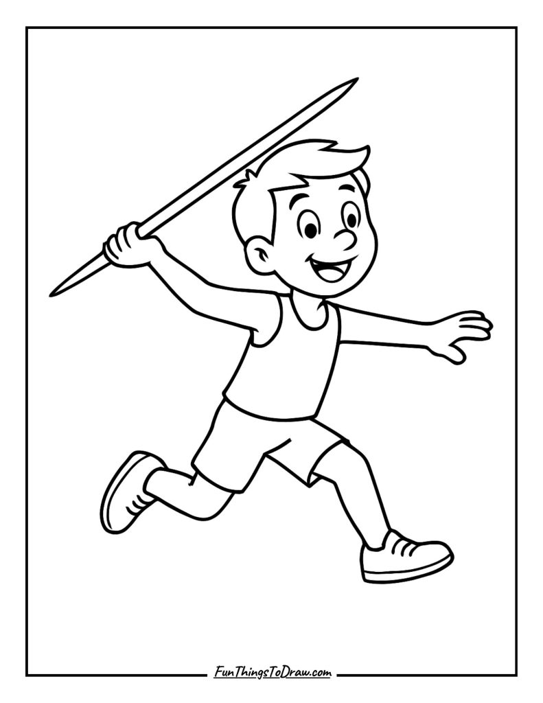 Javelin thrower launching forward
