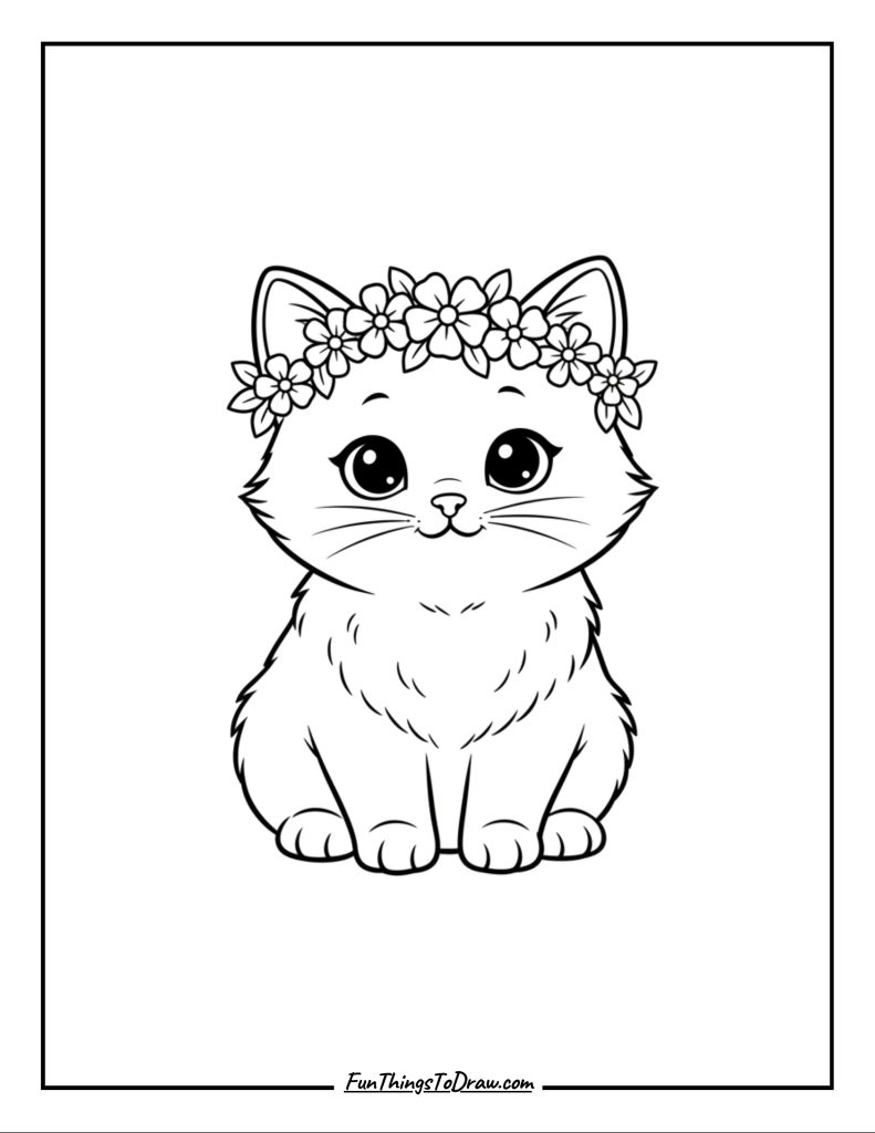 Kitten wearing a flower crown