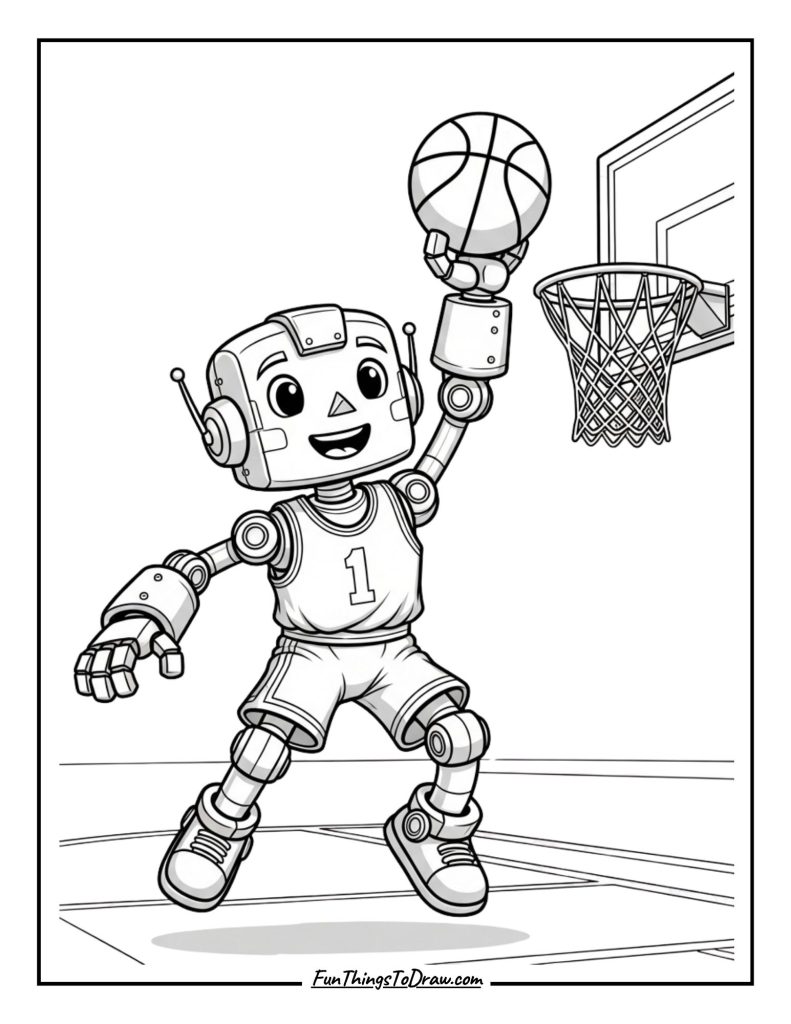 Robot playing basketball