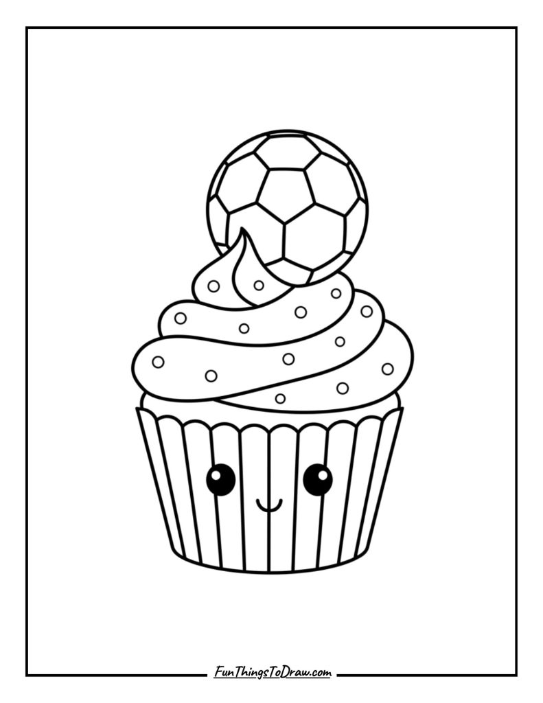 Soccer ball topper sitting proudly on creamy swirls