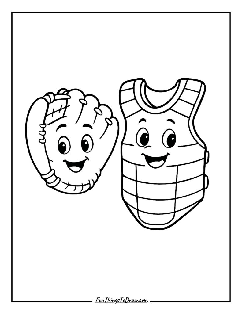 Catcher's mitt and chest protector