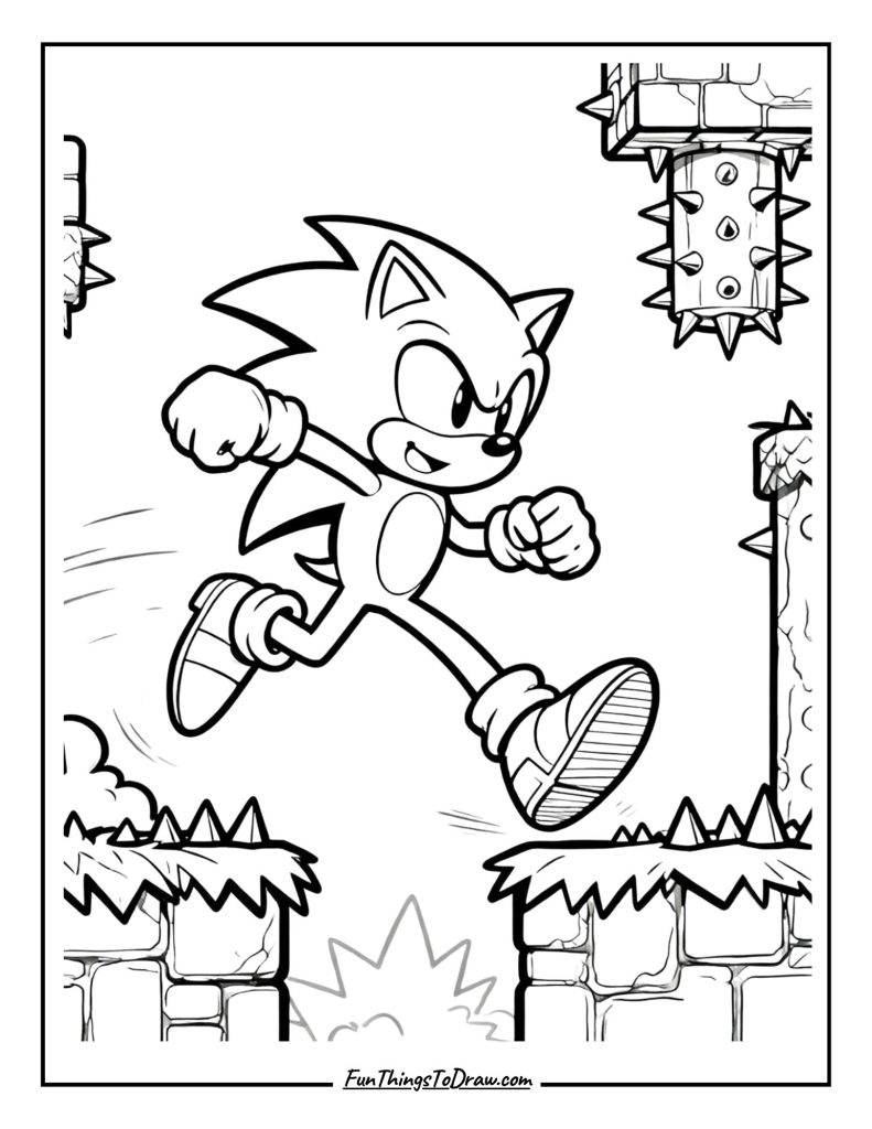 Sonic dodging spikes and traps in a level