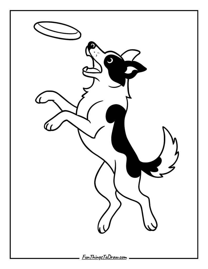 Athletic dog leaping high to catch a flying frisbee