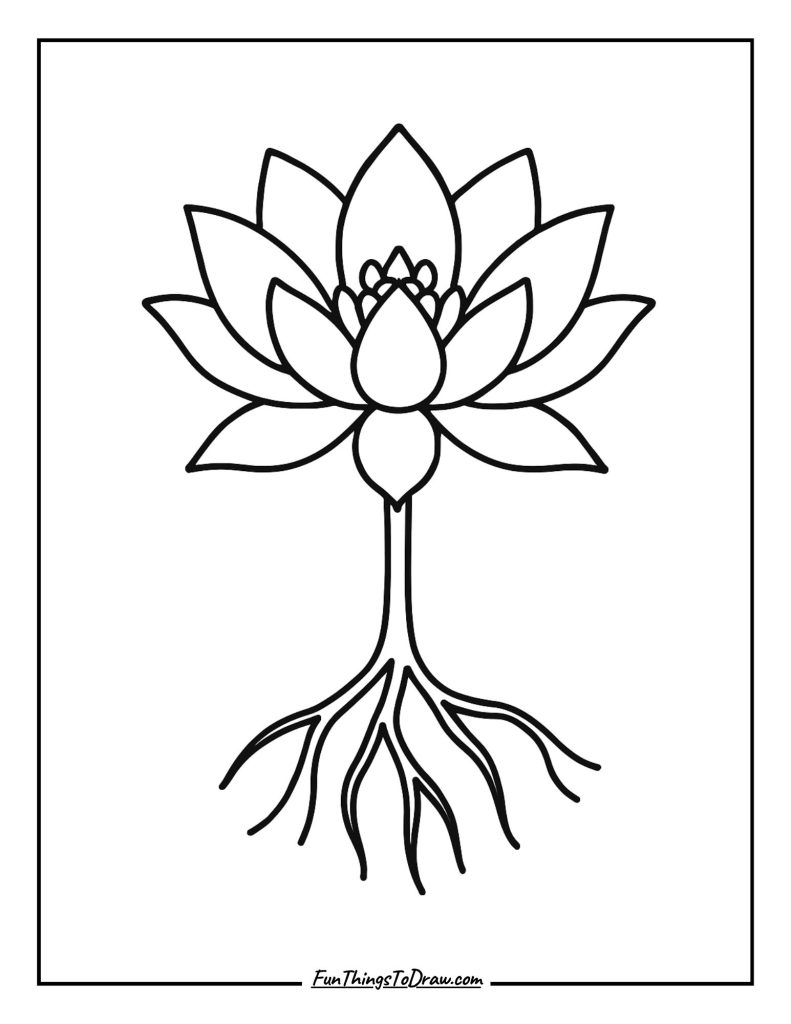 Lotus Flower with Roots