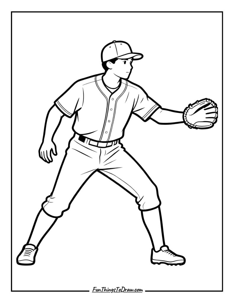 Outfielder standing ready to catch