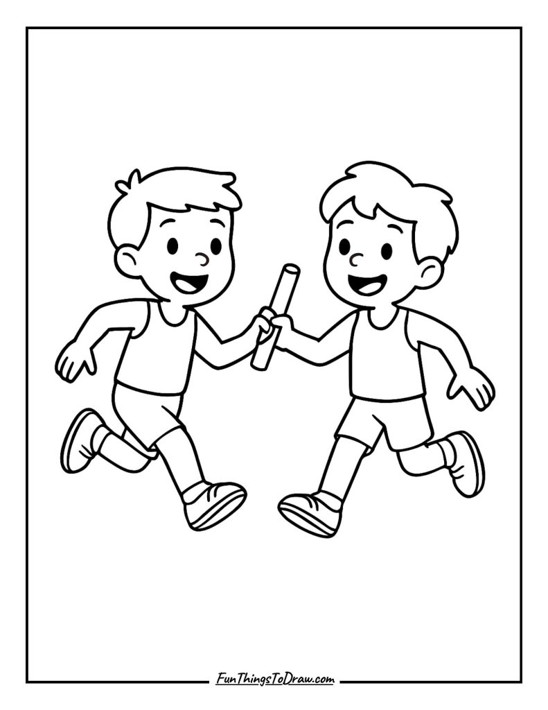 Relay runners passing a baton