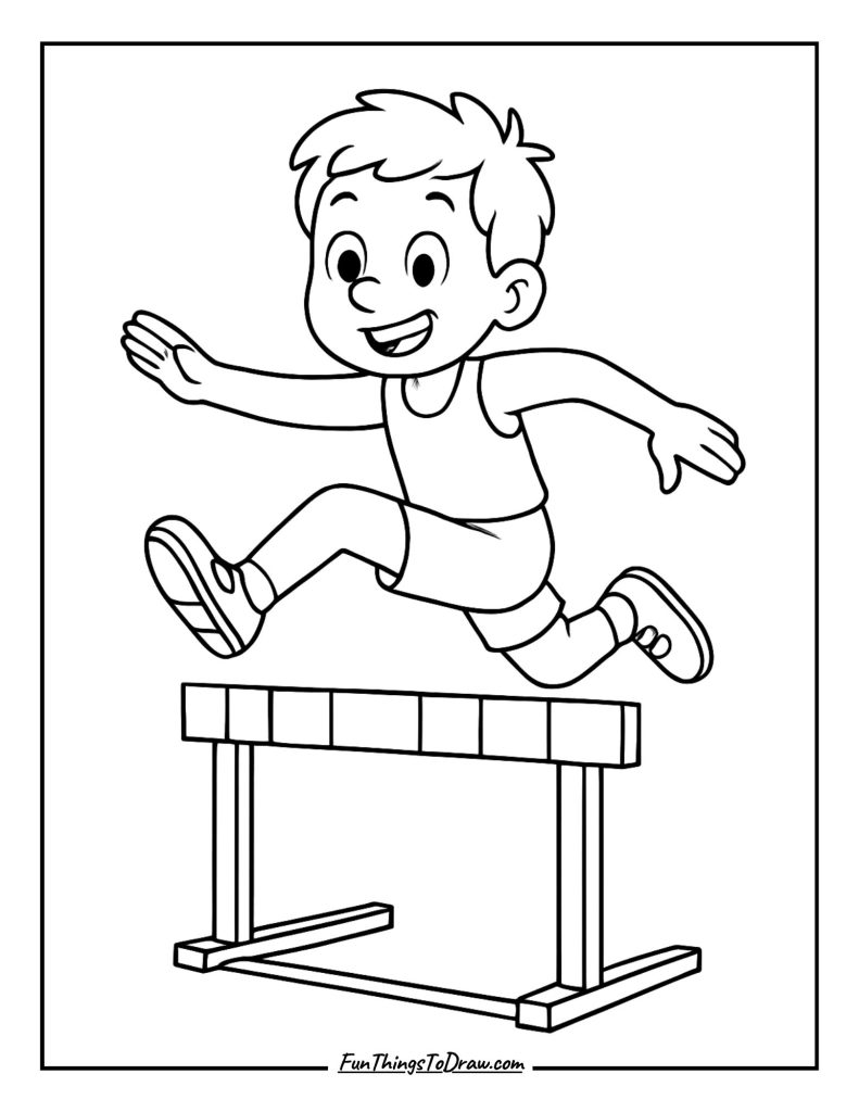 Hurdler jumping over barriers