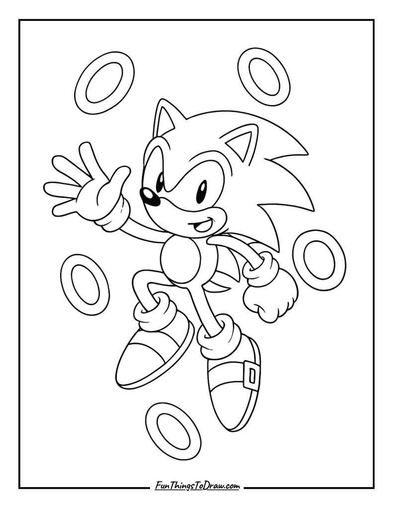 Sonic collecting golden rings in mid-air