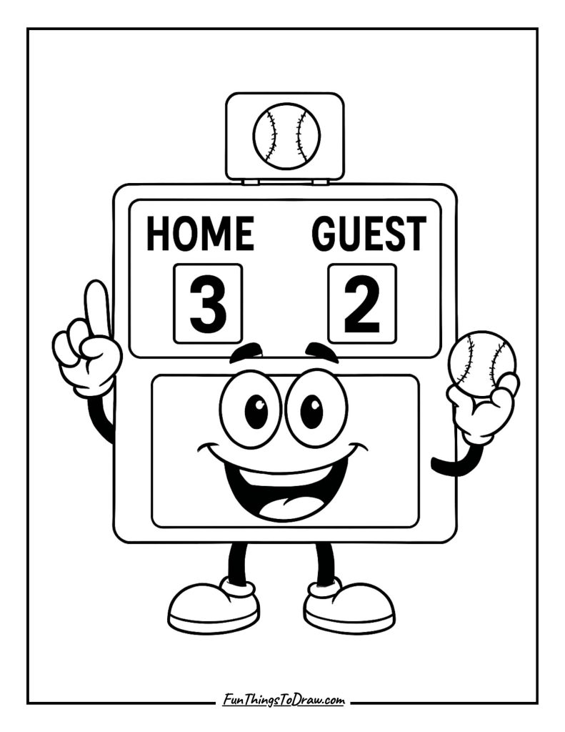 Baseball scoreboard with numbers