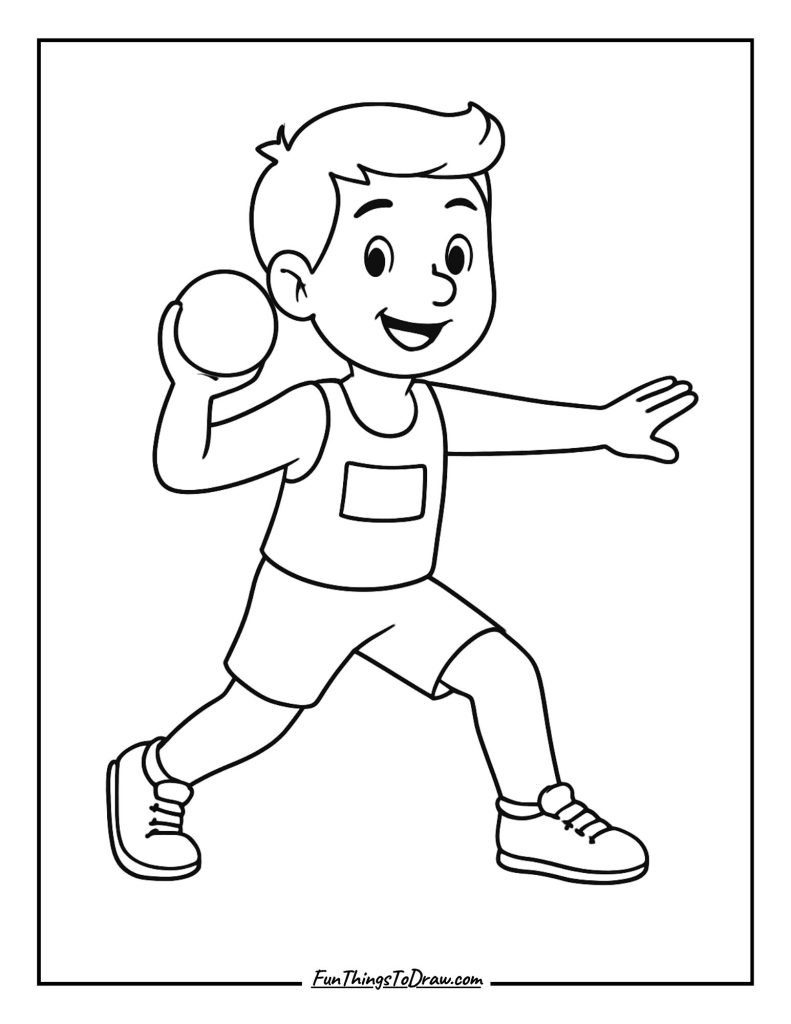 Shot put athlete throwing the ball