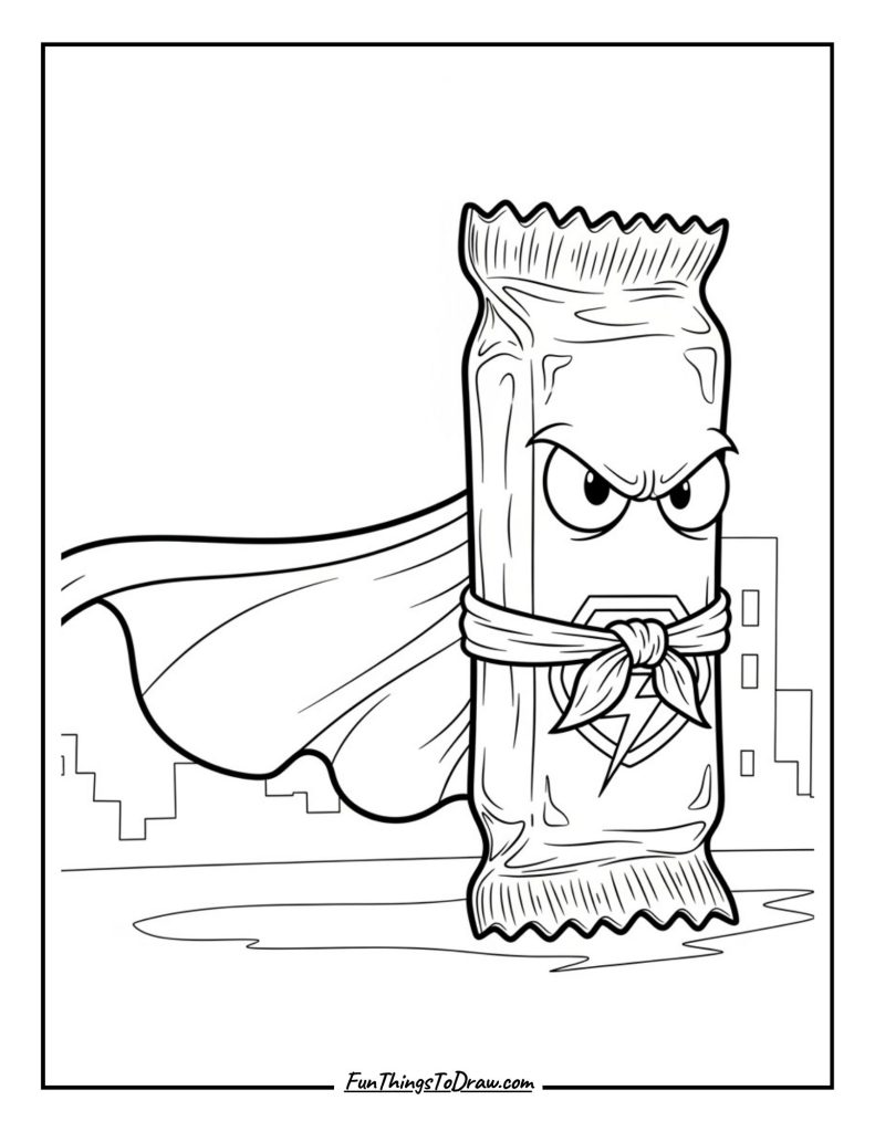 Superhero cape tied around the wrapper ready to save the day