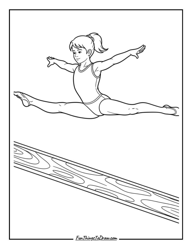 Gymnast balancing on a beam