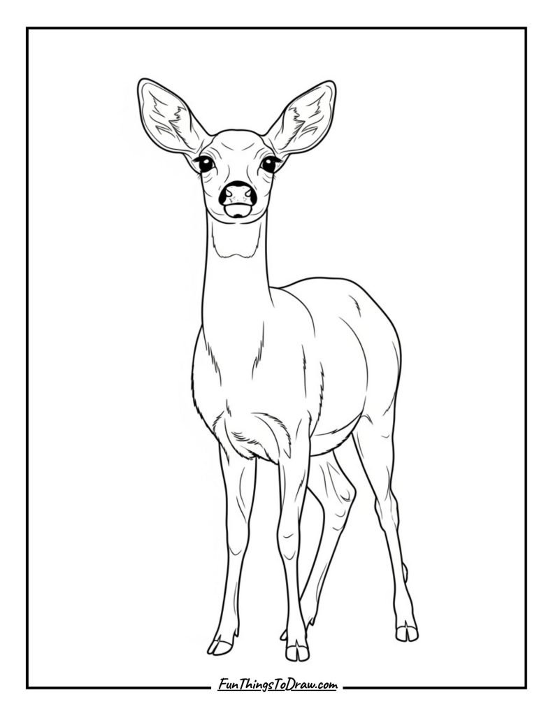 Alert deer with ears pointed forward