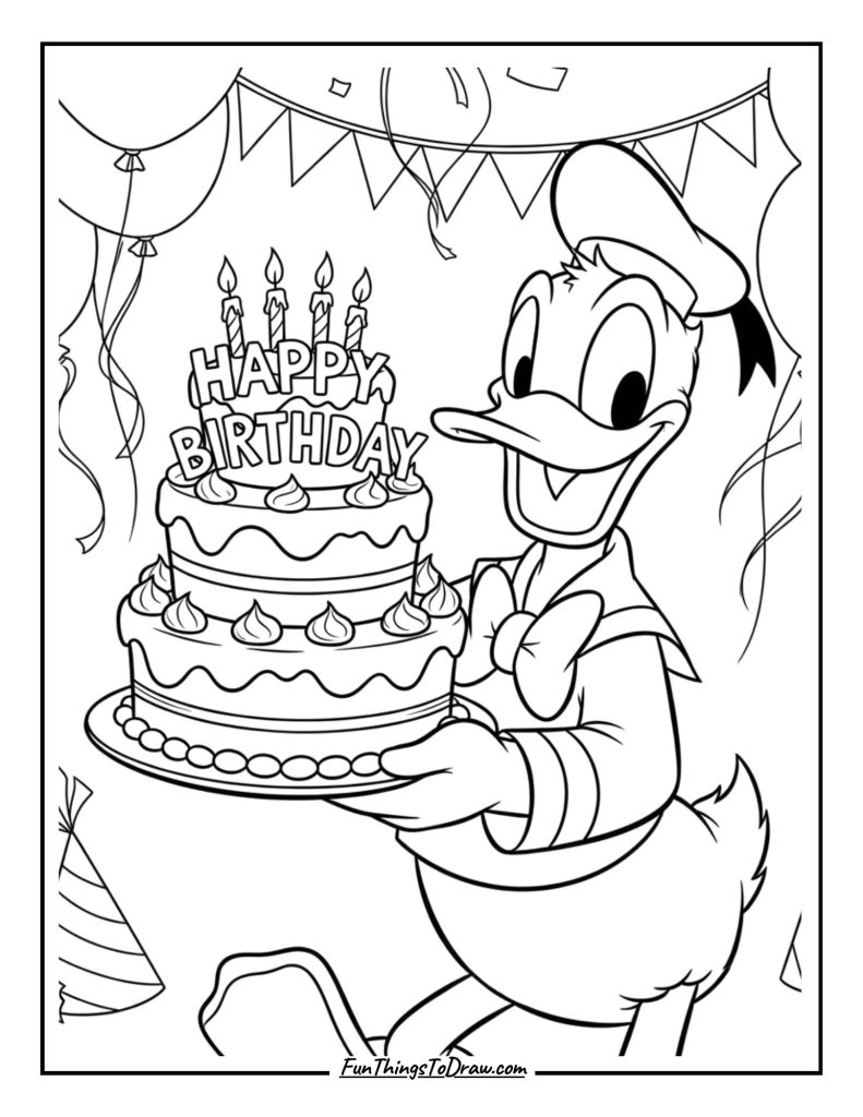 Donald with a birthday cake
