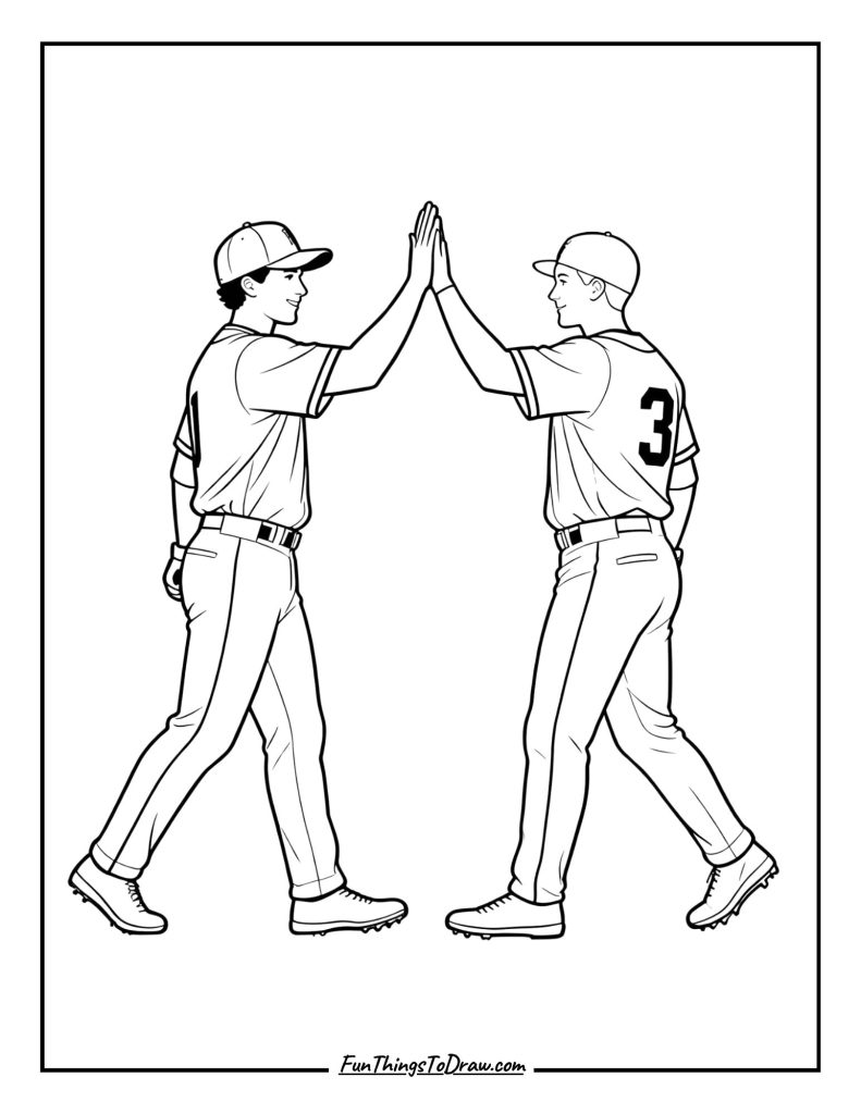 Player high-fiving after scoring