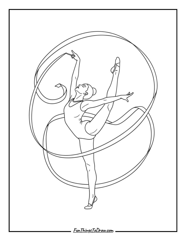 Rhythmic gymnast with a ribbon