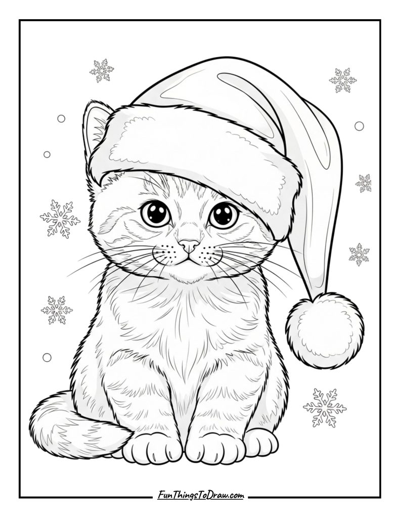 Kitten wearing a Santa hat