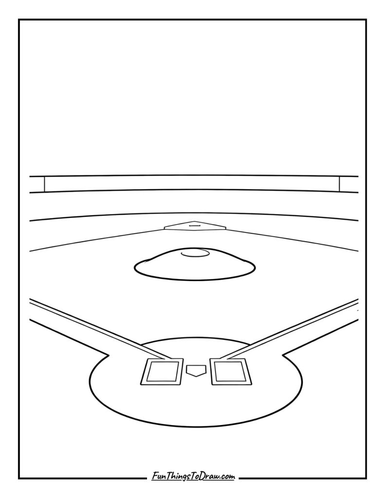Baseball field with pitcher's mound