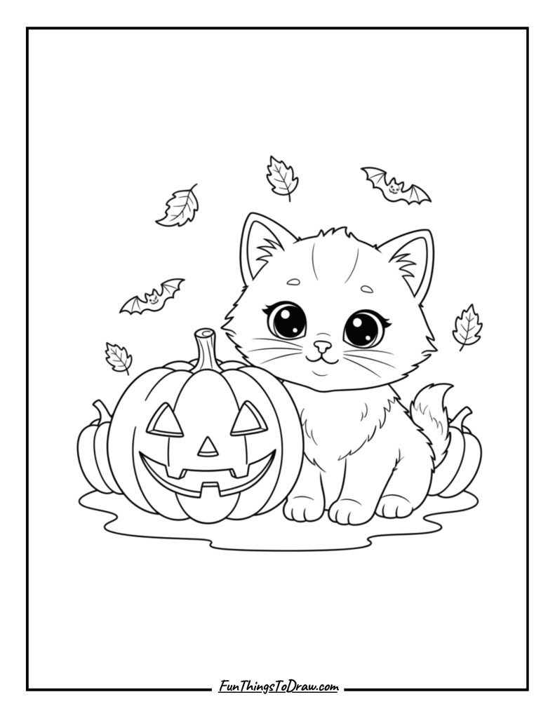 Kitten with a pumpkin (Halloween theme)