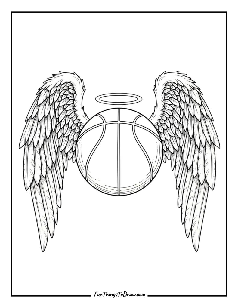 Basketball with wings and halo