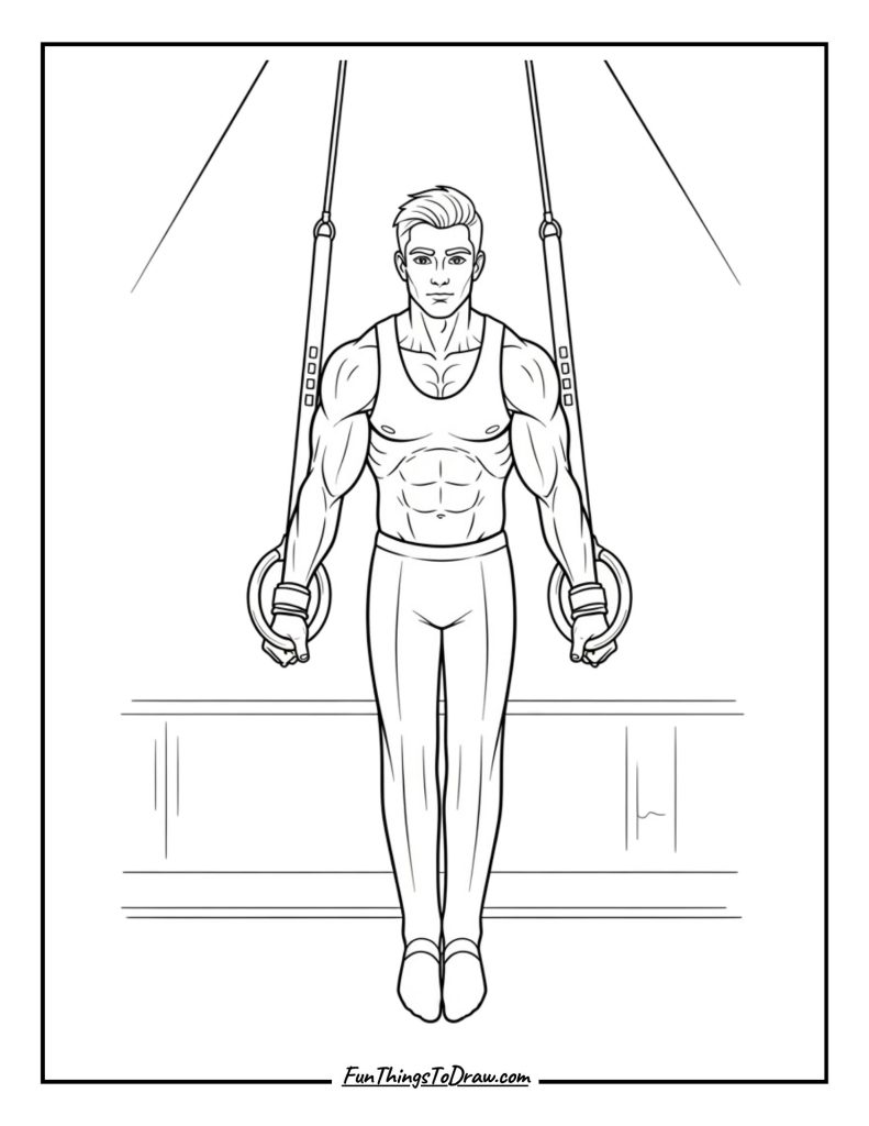Ring gymnast holding steady