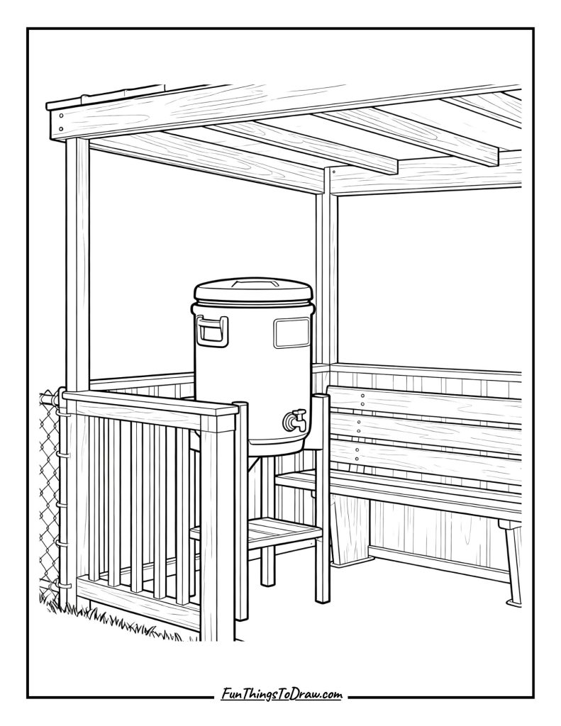 Water cooler in the dugout