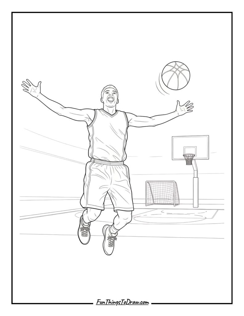 Basketball player celebrating a win