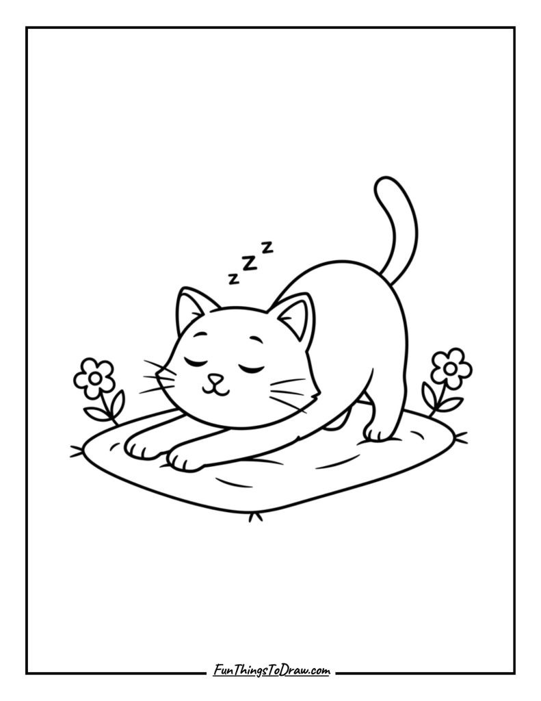 Cat stretching lazily after a long nap